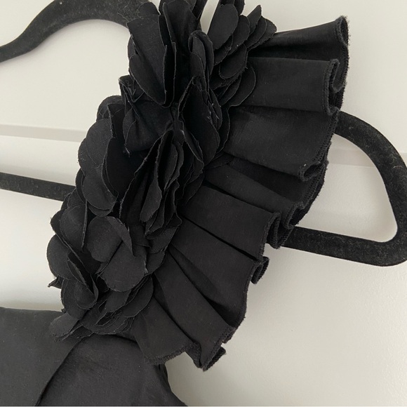 Black Mini Dress with Ruffled Shoulder - Picture 3 of 6